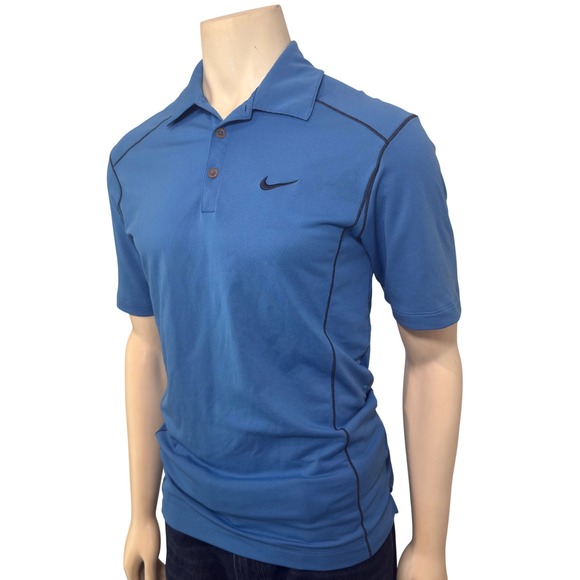 Nike Golf Mens Dri-FIT Polo Shirt Blue Short Sleeve Swoosh Size L - Picture 3 of 10